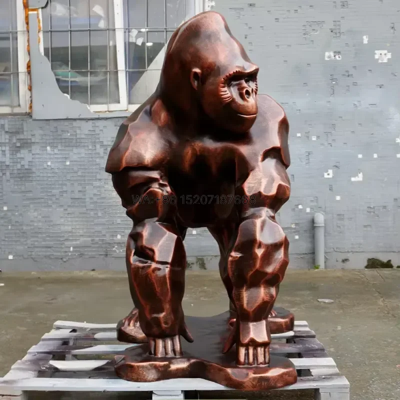 Wmwmnu Custom Large Outdoor Life Size Fiberglass Gorilla Sculpture for Zoo Park Floor Decoration Model Resin Animal Statues