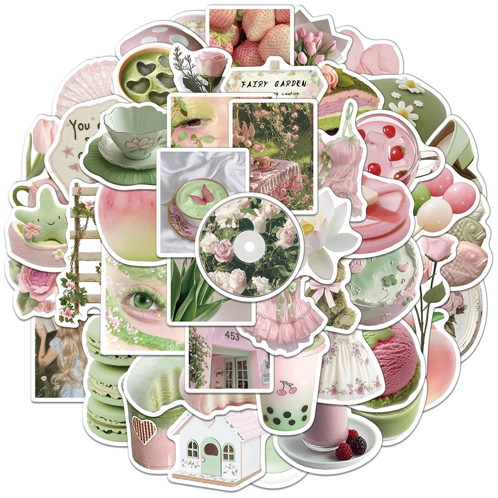 50 قطعة من ملصقات الرياح الإبداعية في أوائل الصيف للفتيات Dream Pastel Ins، تزيين الحساب، جراب هاتف DIY، ملصقات الكمبيوتر المحمول