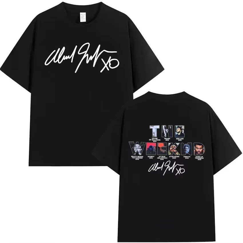 Unisex Pop Singer The Weeknd Double Sided Printed Loose Comfortable Aesthetic Fashion Short Sleeve Women and Men T-Shirt Tops