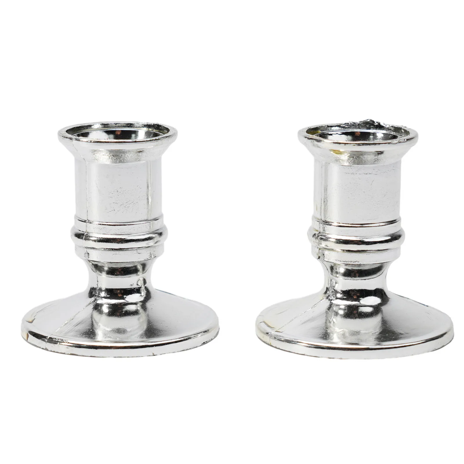 Candle Candle Holders Candle Base Candlestick Dinner Decor Portable Practical Silver-Plated Traditional Shape 2pcs