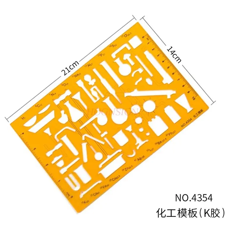 1pcs Drawing Template Chemical Drawing Ruler Interior Decoration Drawing Design Tool