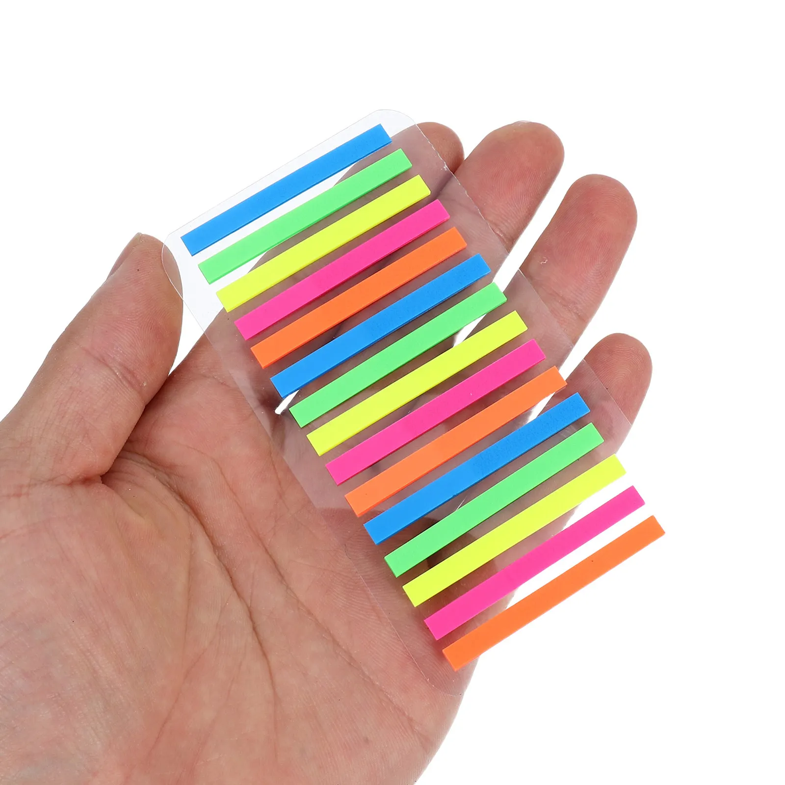 5Pcs Transparent Self-Adhesive Sticky Notepads Ultrathin Fine Tabs Fluorescent Highlight Strips for Text Marking