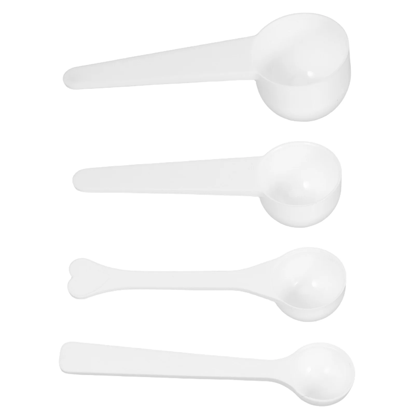 

4Pcs Plastic Measuring Spoons Set White Coffee Protein Powder Scoop Long Handle Kitchen Tool for Measuring Dry Ingredients
