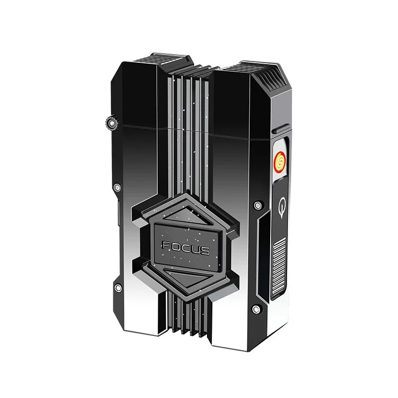 High-end AndFashionable mecha Shaped Cigarette Box Lighter With Tungsten Wire Silent And Windproof Cigarette LighterCigaretteBox