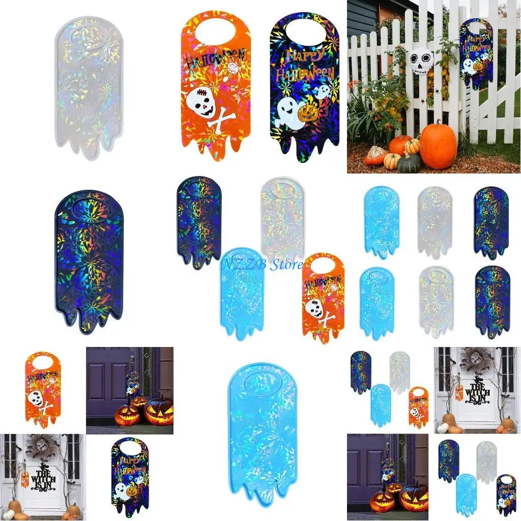 

T21F Halloween Голографическая смола плесень черепа тыква эпоксидный литейная форма для поделок для поделок