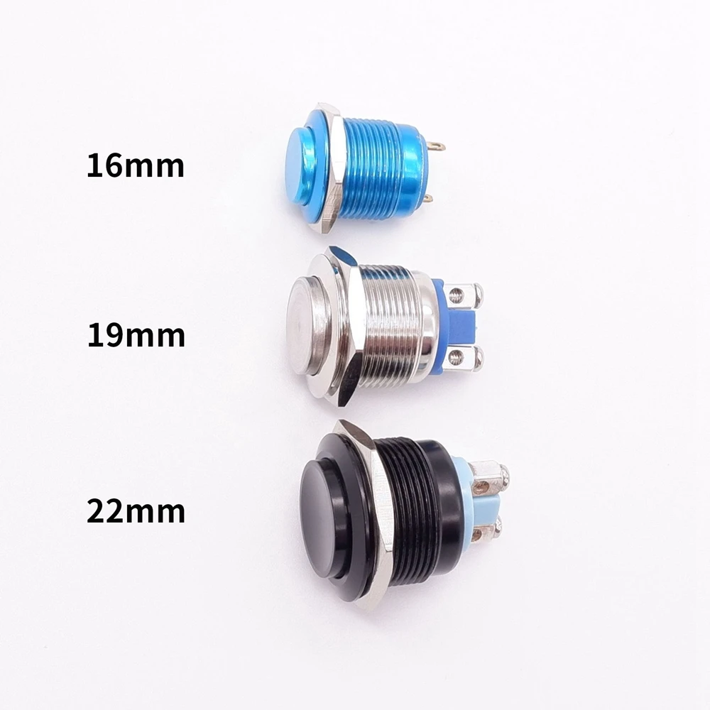 16mm 19mm 22mm Metal Push Button Switch Horn Doorbell Self Reset Button Full Oxygen Screw/Pin Foots Terminal Flat High Ball Head