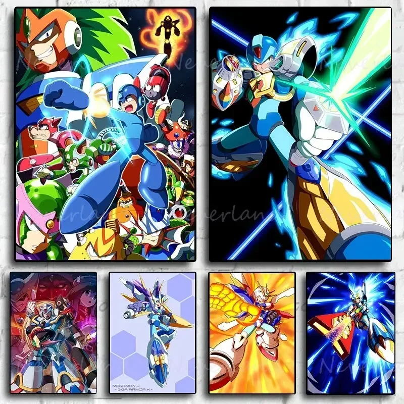 Pósteres e impresiones de pintura en lienzo, arte de pared, juegos electrónicos clásicos, carteles de Anime Rockman Megaman X Zero