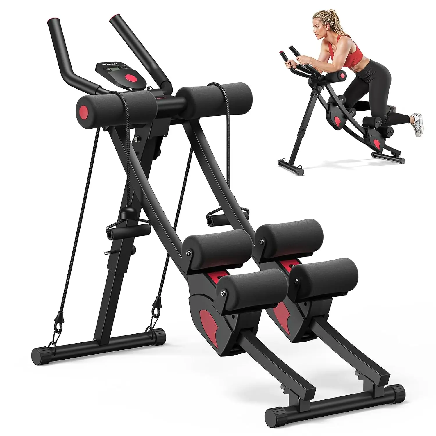 Adjustable Ab Trainer Machine for Home Gym Exercise, Foldable Dual Track Mountain Climber with 440LBS Load Capacity, Customized