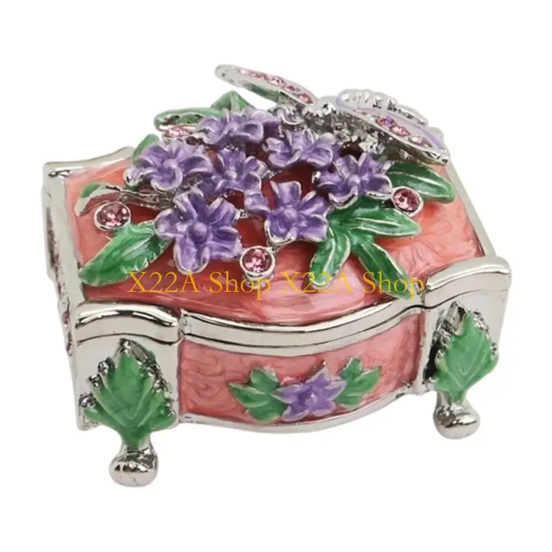 Unique Alloy Jewelry Storage Box with Raised Nature-Inspired Ornamentation for Rings, Earrings, Pendants, and Small Jewelry