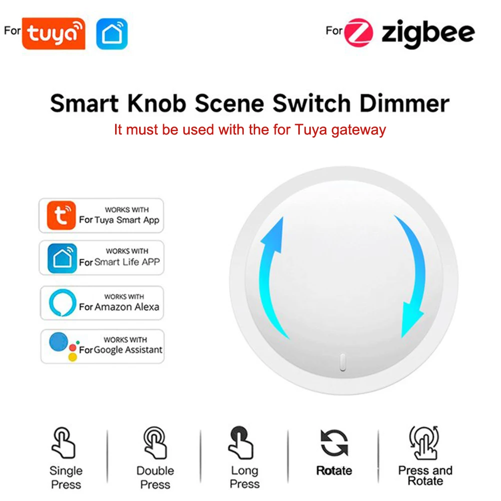 For Tuya Smart For Zigbee Scene Switch Dimmer Button Knob Controller For Home Automation Intelligent Accessories