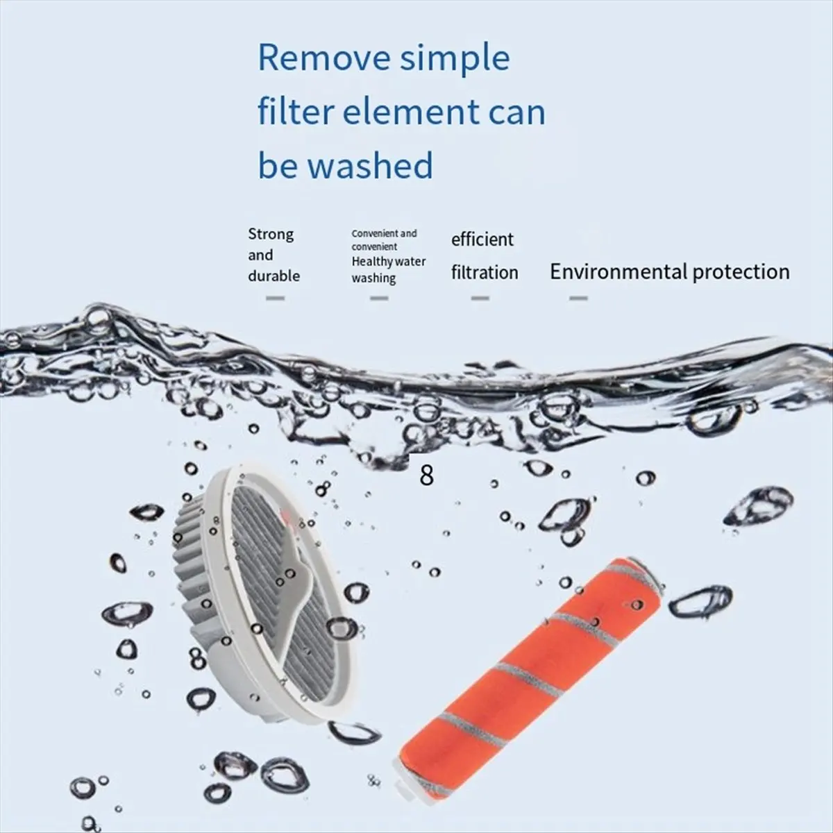 A42F Washable Main Brush, Mite Removal HEPA Filter, Suitable for Xiaomi Mijia Handheld Wireless Vacuum Cleaner Accessories