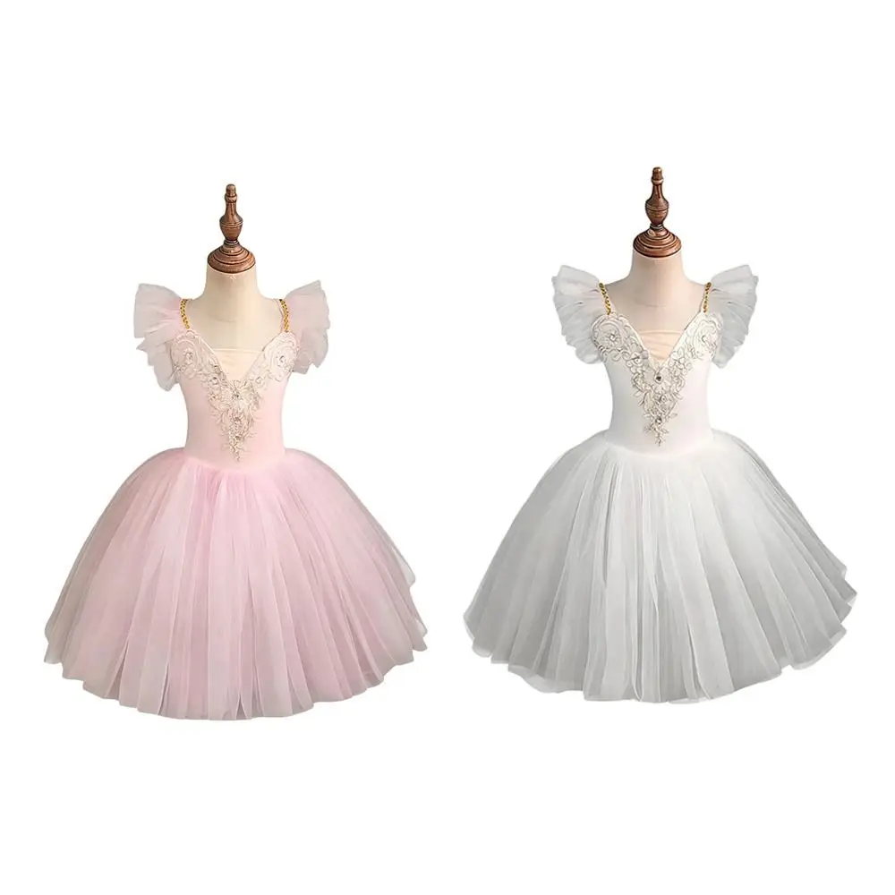 ファッションスパンコールキッズバレエドレスモダンフラワーパフォーマンス服ふわふわパーティードレスプリンセスドレスダンス