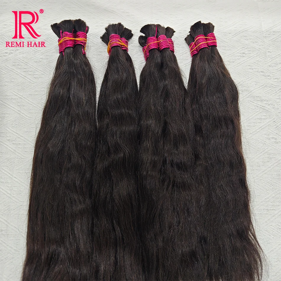 Unprocessed 100% Real Hair Bulks Indian Hair No Weft Natural Wavy Human Hair Extensions Original Weaving Hair for Braiding