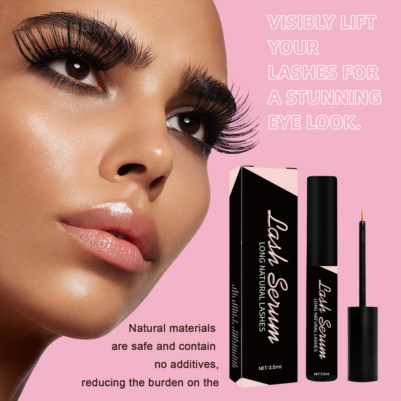 Suero para realzar pestañas, para pestañas más largas y gruesas, fórmula nutritiva con ginseng y ácido hialurónico, condiciones de raíces de pestañas