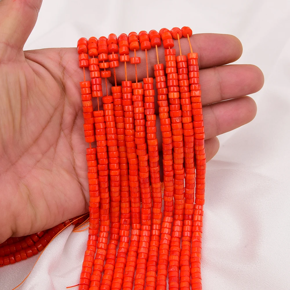 A + 2 السواحل عجلة طبيعية مرجان برتقالي فضفاض الخرز 15.5 بوصة السواحل صنع المجوهرات DIY بها بنفسك #4