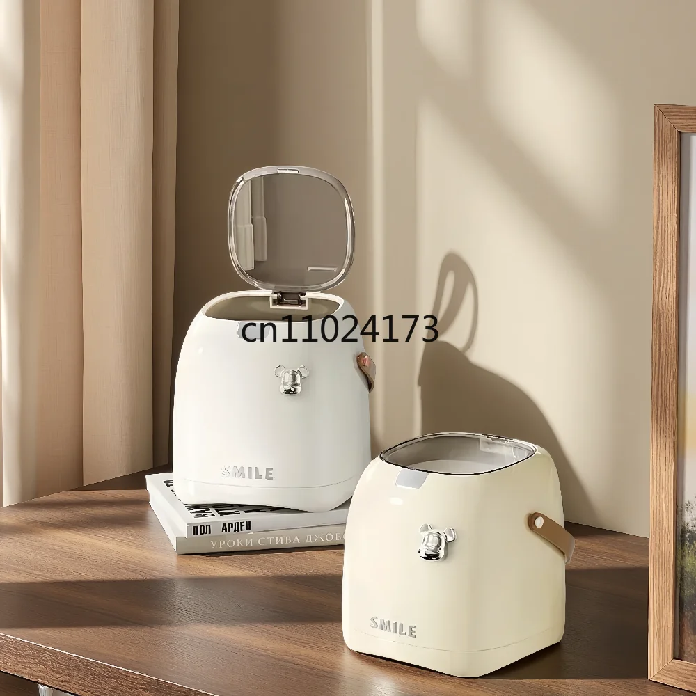 Beishan 2L Luxury Desktop Trash Can Small Waste Bin with Handle,Elegant Office/Bedroom/Living Room Garbage Bin Compact & Stylish