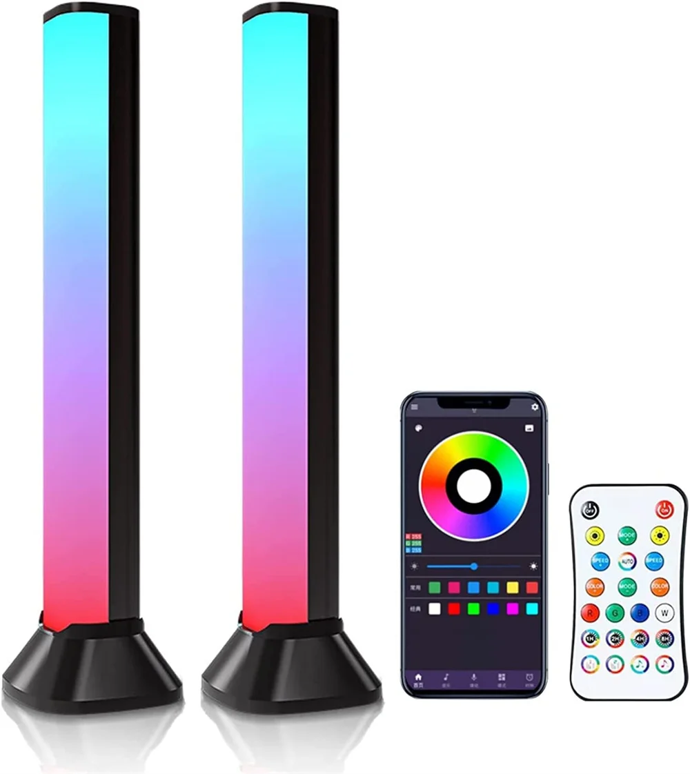 2Pcs APP/Remote Control LED Smart Night Light Bars Audio Sync Gaming Lights LED RGB Atmosphere Ambient Light Home Play Light