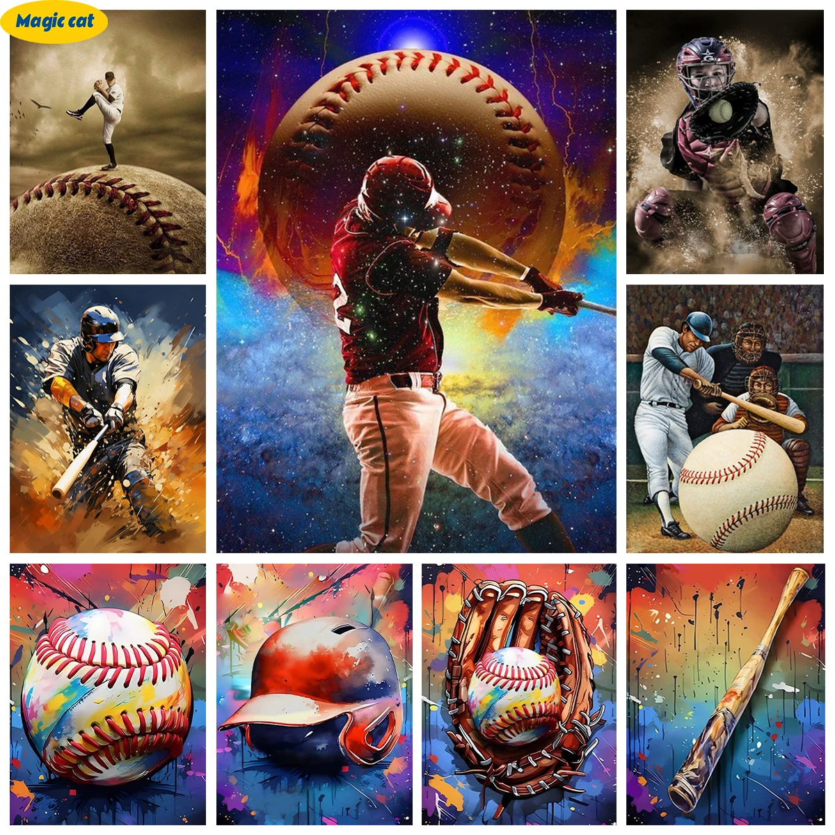 

Sports Posters Diamond Art Painting Baseball Mosaic Murals DIY Diamond Embroidery Cross Stitch Adult Handicraft Home Wall Decor