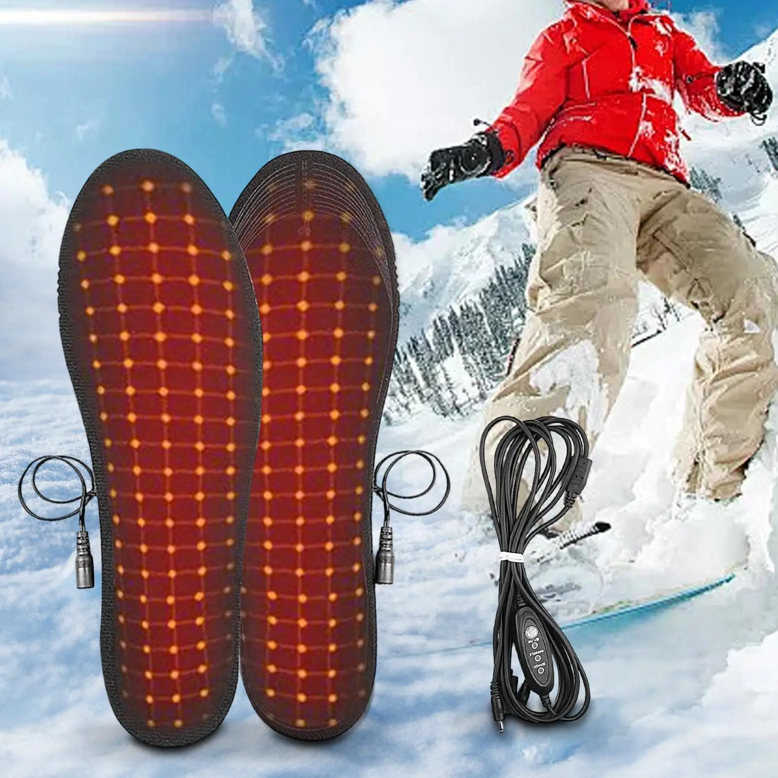 USB Heated Shoe Insoles for Feet Warm Sock Pad Mat Electrically Heating Insoles Washable Warm Thermal Insoles man women
