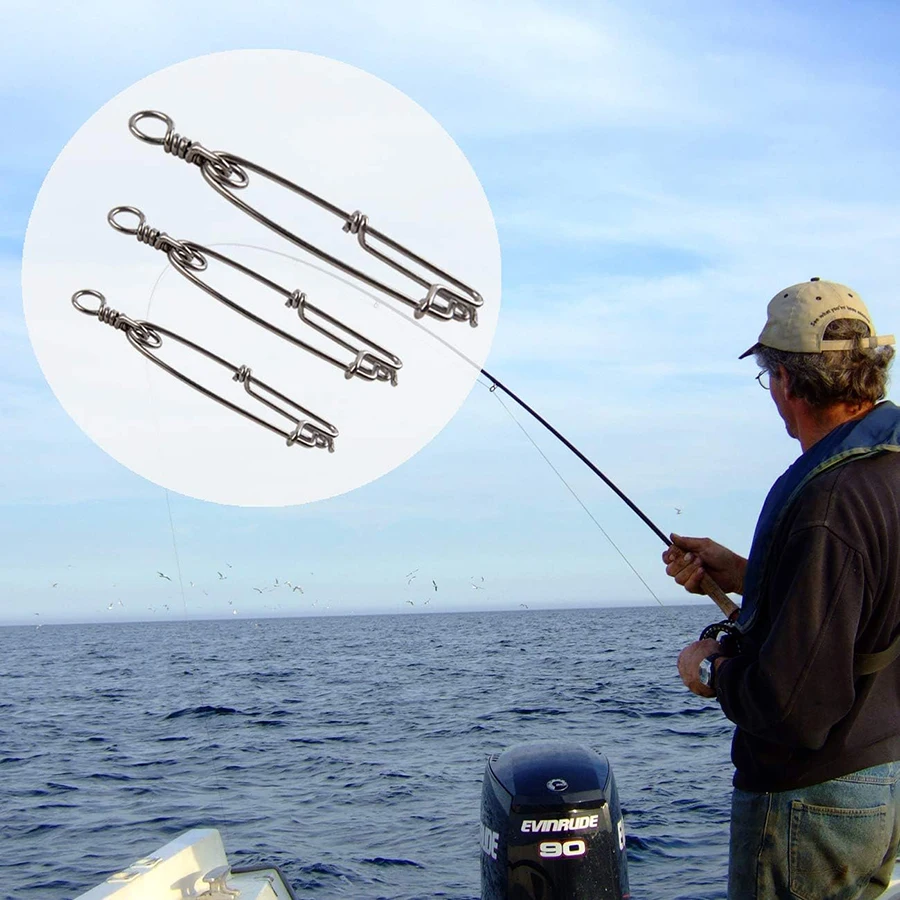 2PCS Stainless Steel Tuna Fishing Clip Snap with B.L Swivel for Spearfishing Long Line Fishing Accessories