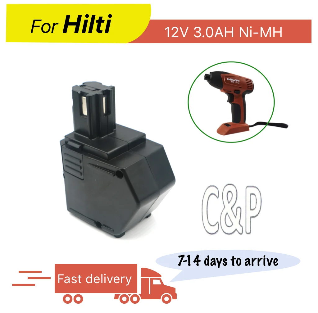 

C&P For Hilti 12V Battery Pin 3.0AH 2PCS Ni-MH SFB105 SFB125 SFB126 SFB126A BP10265605 SB12 SBP10 SBP12 SF126 SFB120 315078