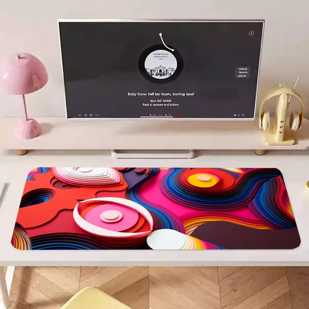 3D Paper Art Anime Desk Mat Colorful Tropical Fish Premium Bound Edge Large Size Anti-Slip Keyboard Pad for Laptop
