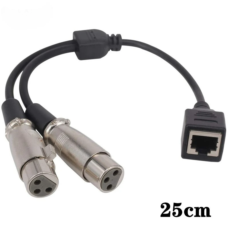 Dual XLR 3Pin Female male to RJ45 female audio Network Interface female to XLR 3pin female Audio signal transmission Short cable