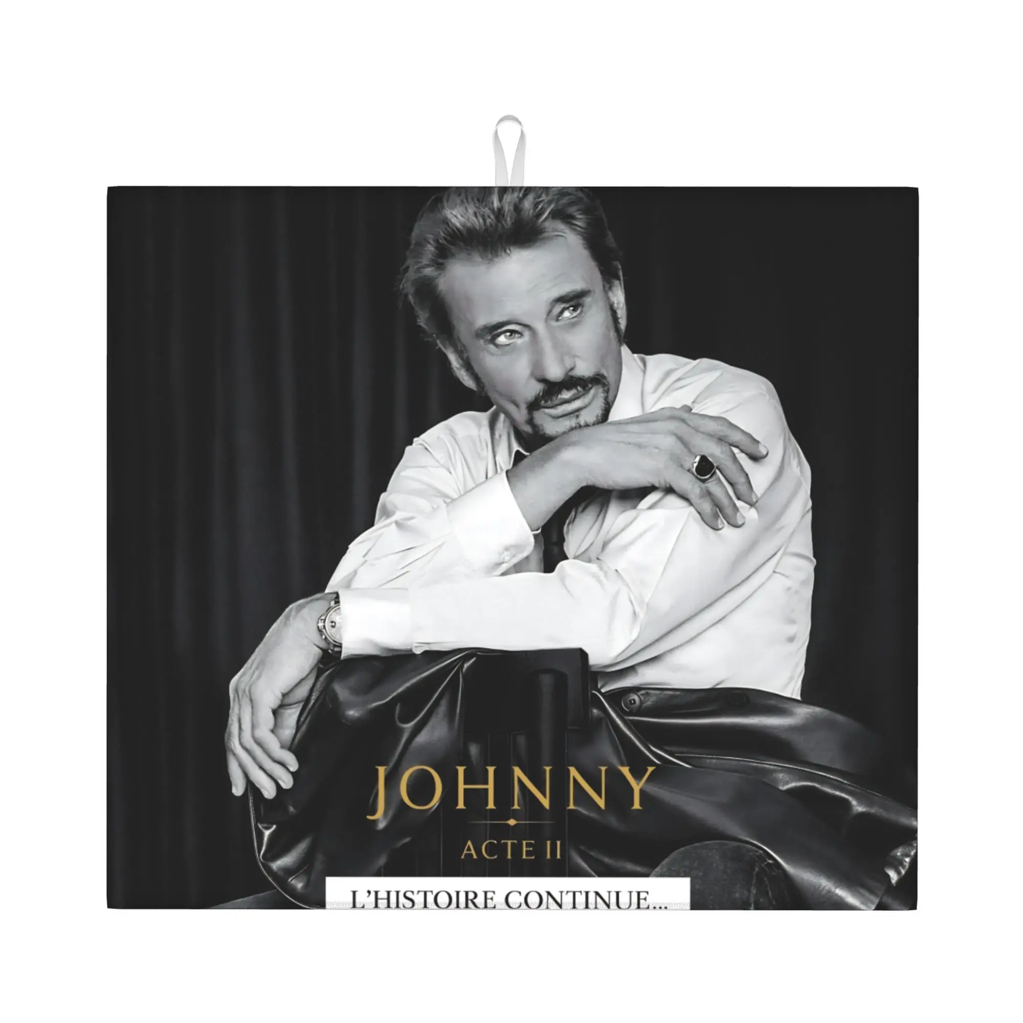 Johnny Hallyday French Rock Singer Drying Mat For Kitchen Waterproof Non‑Slip Oil Proof Reusable Countertop Protector Mat