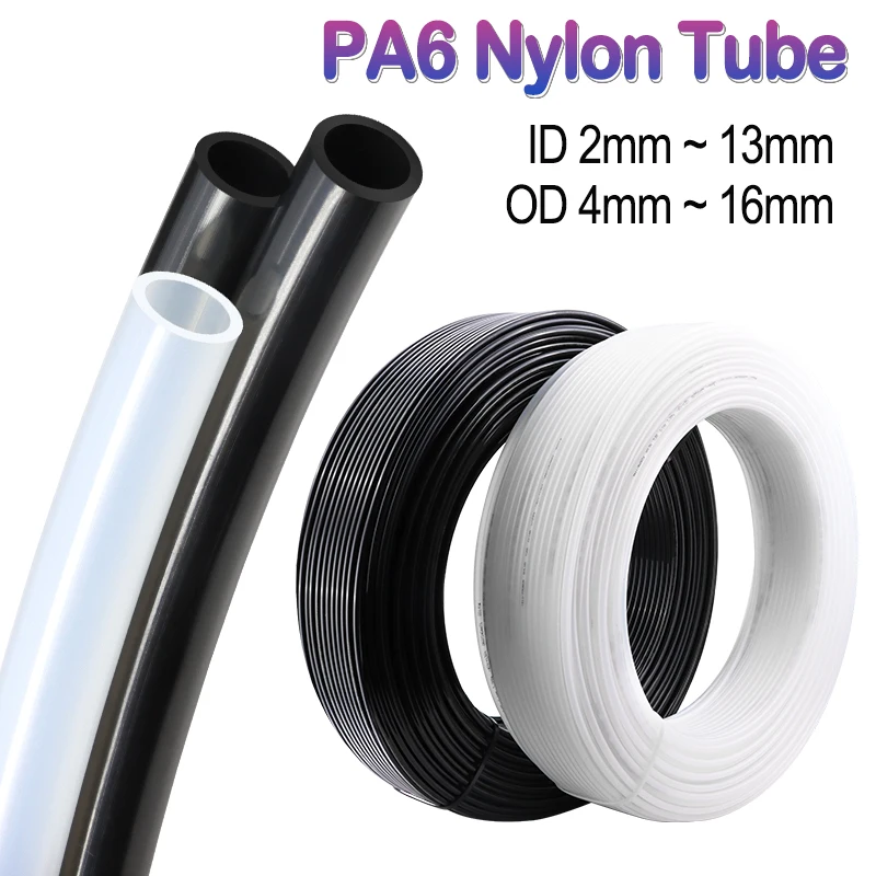 Manguera Neumática de Nylon PA6, 4 6 8 10 12 14 16 mm, Tubo de Aire Negro/Translúcido, Línea de Tubería para Compresor, Manguera Neumática para Componentes