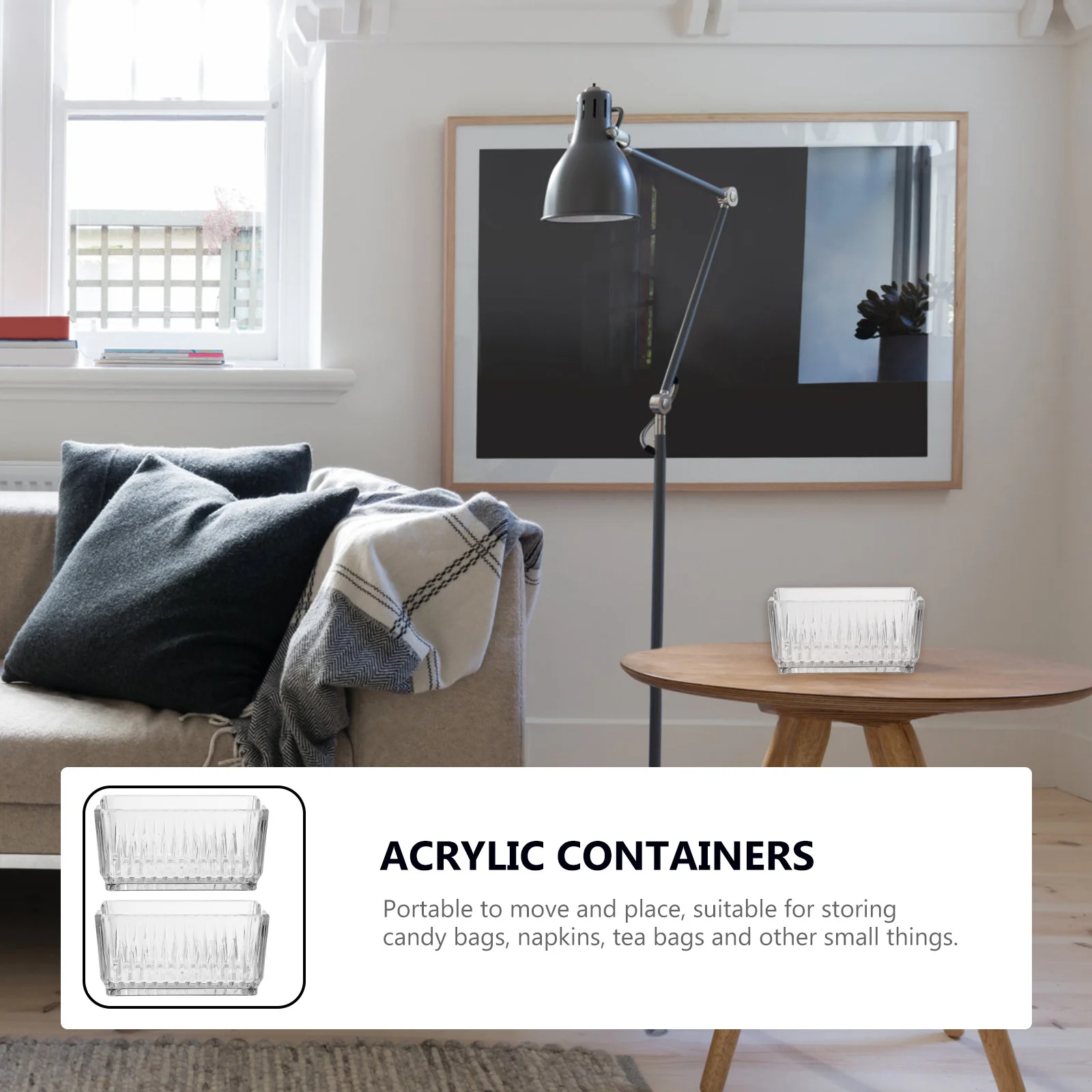 

2Pcs Tea Bag Storage Box Acrylic Transparent Organizer Multi-Purpose Candy Napkin Holder for Home Restaurant Office