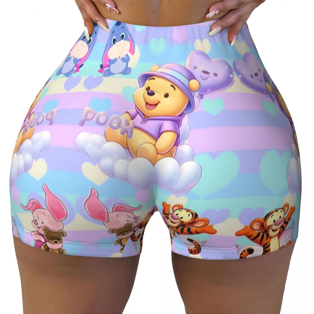 

Байкерские шорты для бега в тренажерном зале с героями мультфильмов Винни-Пух, женские спортивные шорты для йоги в стиле манга