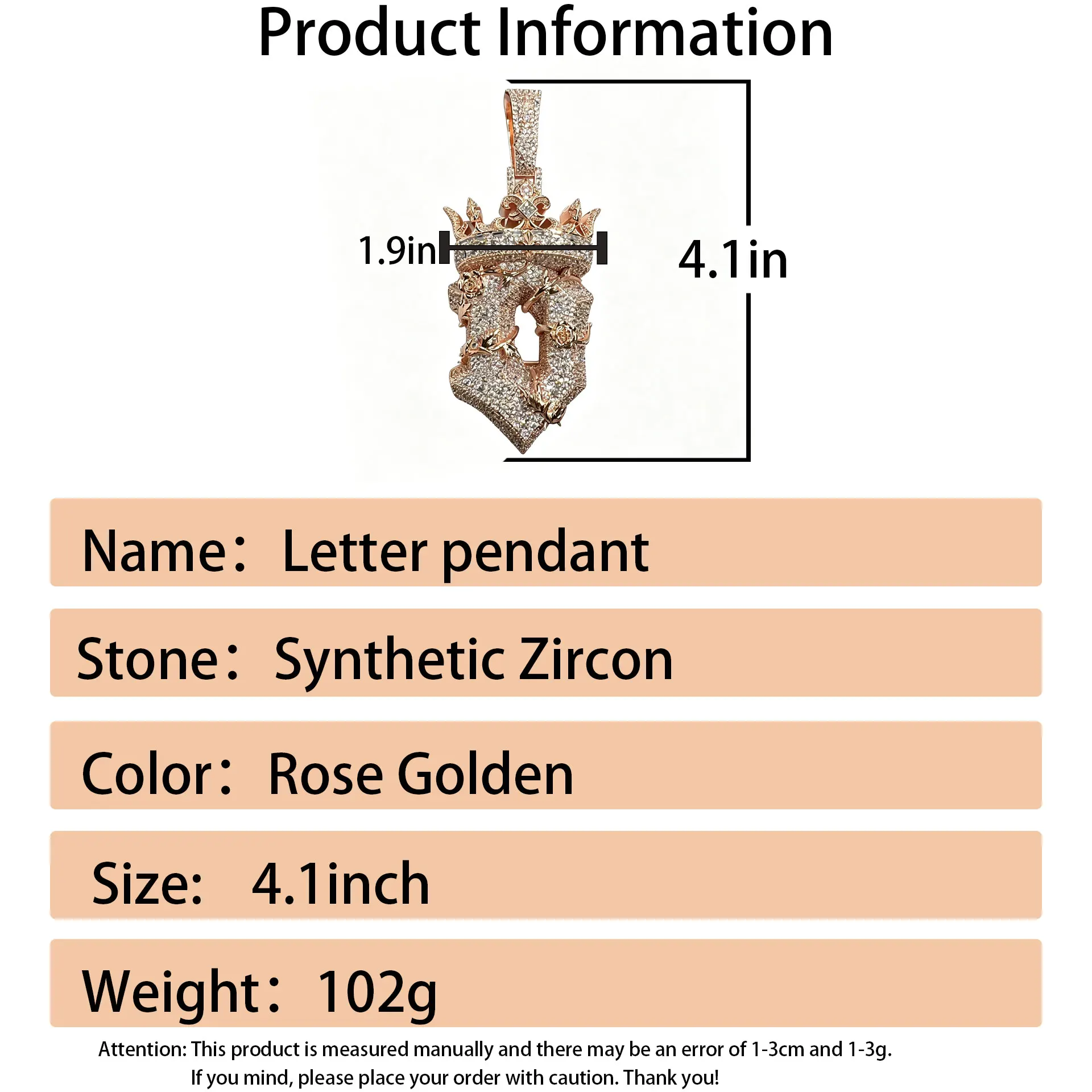 LYEE CYEE Two Tone Letter Pendant with Crown and Rose Pendant Necklace, Luxurious Hip-Hop Style Jewelry That Can Be Paired with Cuban Chain Street Party Decorations, Valentine's Day/Commemorative Gifts, Birthday Gifts, the Best Gift for Boyfriends