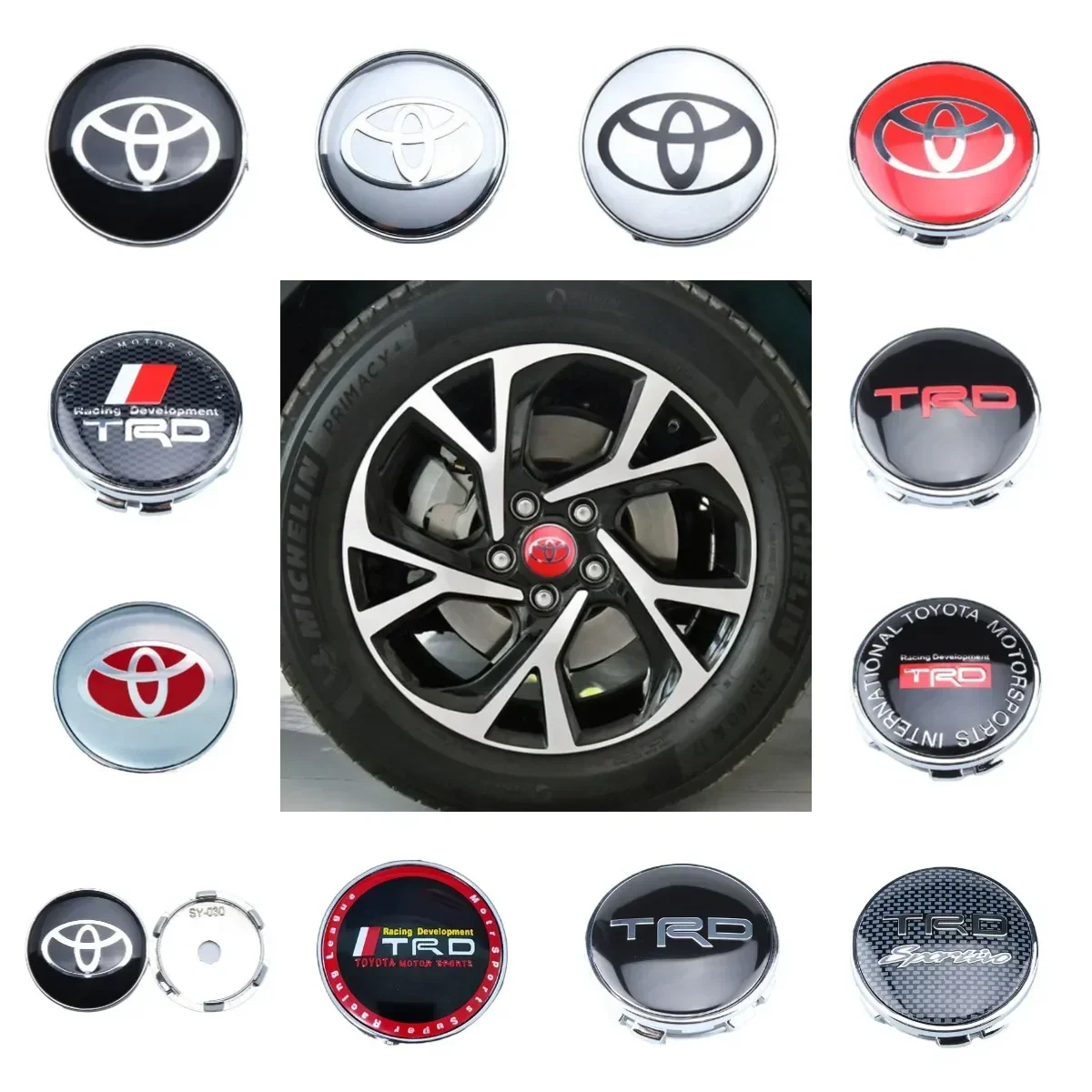 4Pcs 60mm Car Wheel Center Hub Cap Rim Cover For Toyota Corolla RAV4 LEVIN Yaris C-HR Camry Prado Prius Car Auto Accessories