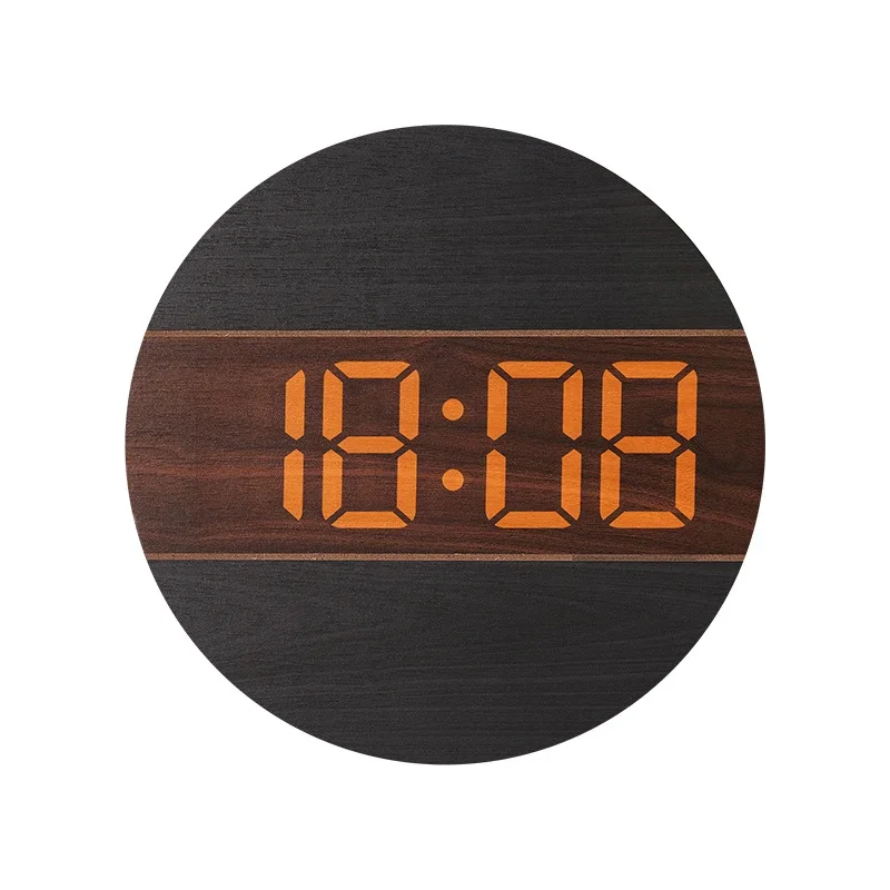 

Large Screen Digital Clock Wooden Color 12/24H Household Wall Mounted Clock for Living Room with Automatic Brightness Adjustment