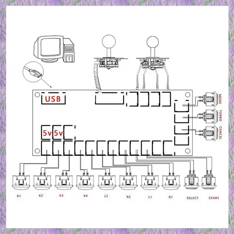 2025 New-2X Zero Delay Arcade DIY Arcade codificador USB a Joystick para PC/PS3/Raspberry Pi/Android con Joystick SANWA 4,8 MM BUTTO
