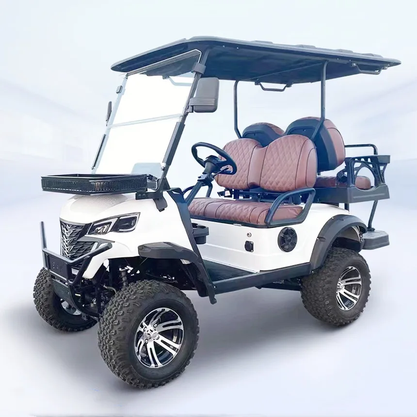 Golf Cart Rain Cover Touch Screen Multimedia Point Seat Belt 14-Inch Off-Road Tires Electric Golf Cart Electric Sightseeing Car