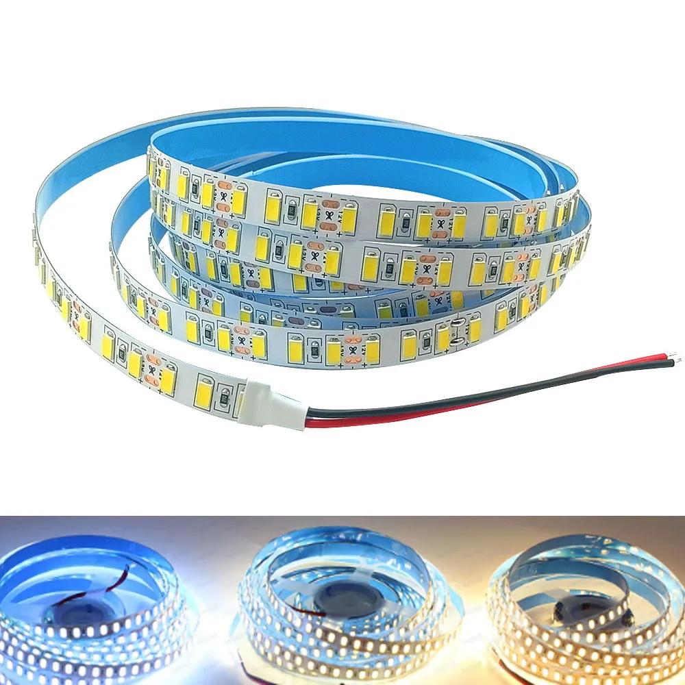 12V 5730 120leds/m LED Strip Light Tape White Warm White NW 4000k 5m for Ceiling Counter Cabinet Light Non Waterproof