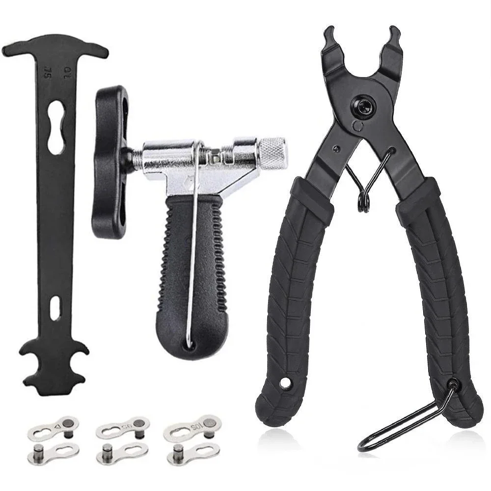 Fahrrad-Reparatur-Werkzeugset: Kettenverschleißprüfer, Geschwindigkeitsmesser, MTB-Kettenzangen, Fahrrad-Kettentrenner, Speichenspannungs-Werkzeug