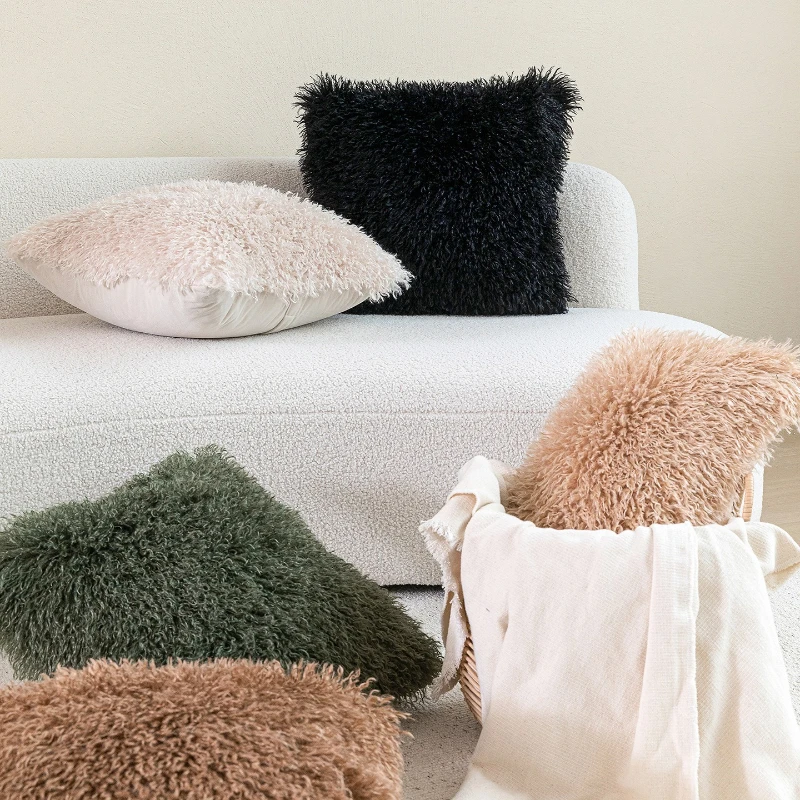 30X50/50X50CM Cream Plush Throw Pillow Cover Nordic Light Luxury Homestay Cushion Cover Decor Home Decorative Pillowcase