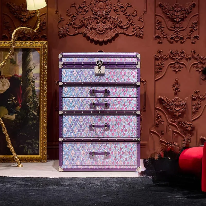 Italian light luxury sea anemone purple jewelry cabinet high sense chest hard box