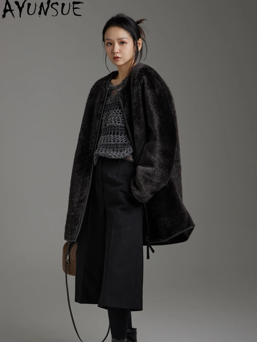 

AYUNSUE Genuine Leather Jacket Women Natural Sheepskin Fur Coat Merino Real Fur Mid-long Winter Clothes Female Jaqueta Couro