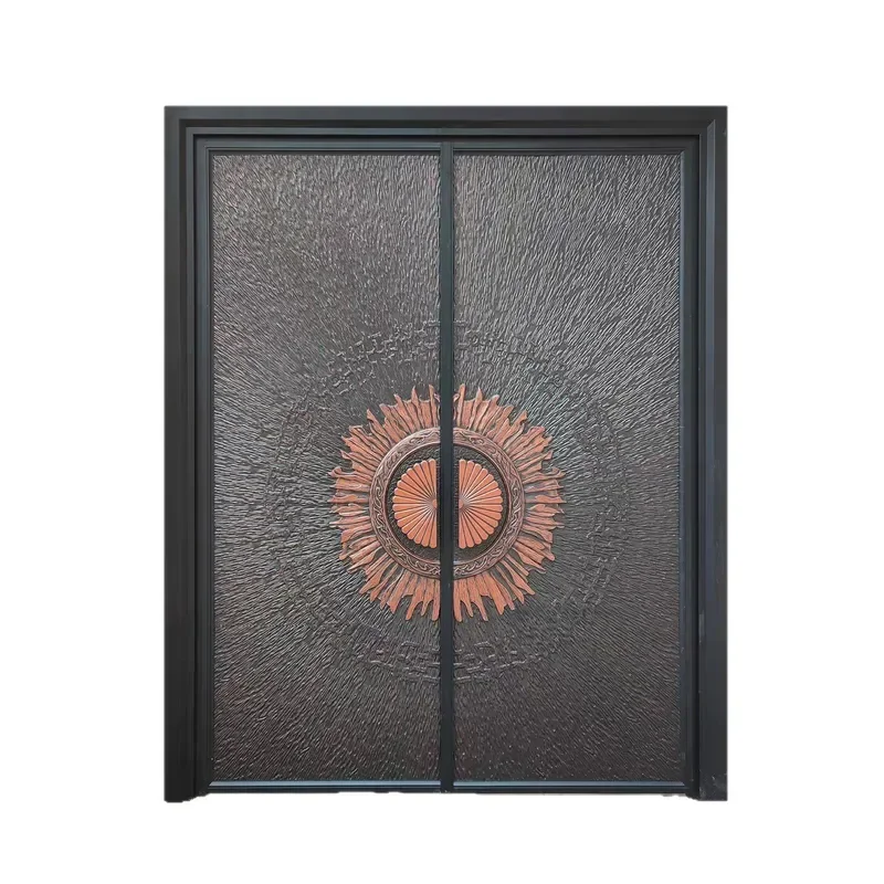 Cast Aluminum Double Entry Door for Villa Home Exterior Main Entrance Modern Security Front Gate