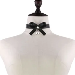 Cute Bow-knot Fashion Bell Choker Necklace For Women Black Chocker Cat Cosplay Collar Girls Goth Jewelry Gift