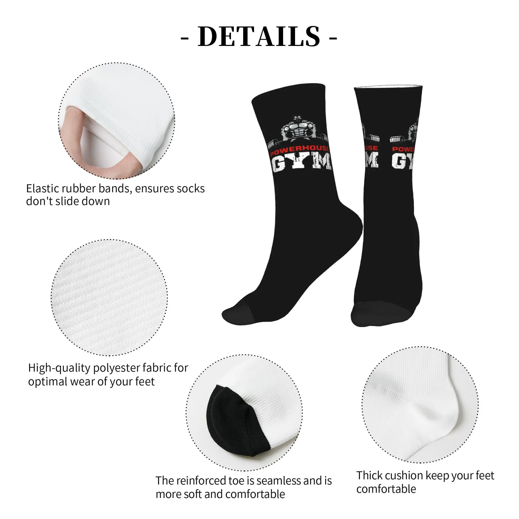Kawaii Print Bodybuilding Fitness Powerhouse Gym Socks for Men Women Stretch Summer Autumn Winter  Crew Socks view 5