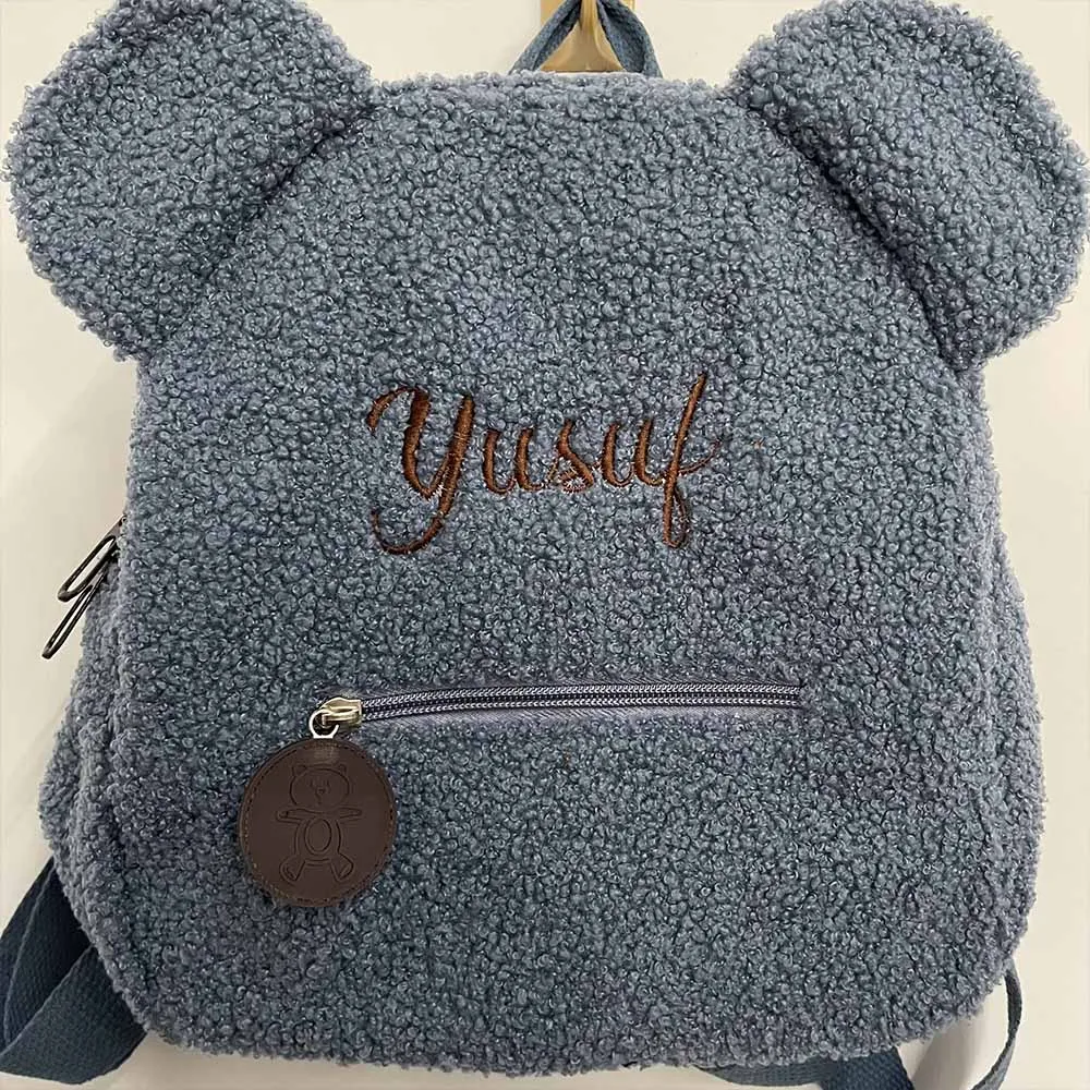 

Personalized Name Bear Backpack Portable Children Travel Shopping Backpack Ladies Cute Bear Shoulder Bags Kid's Snack Bags