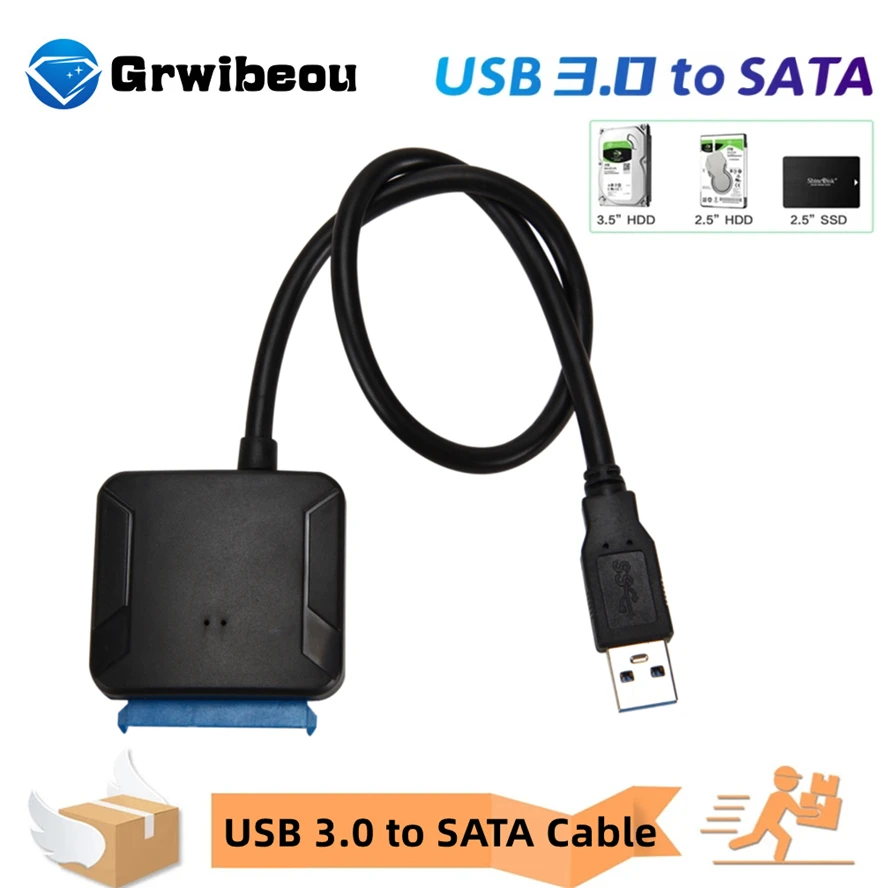 

USB 3.0 TO SATA Adapter Cable for 3.5/2.5 Inch SSD HDD SATA III Hard Drive Disk Converter Support UASP with 12V/2A Power Adapter