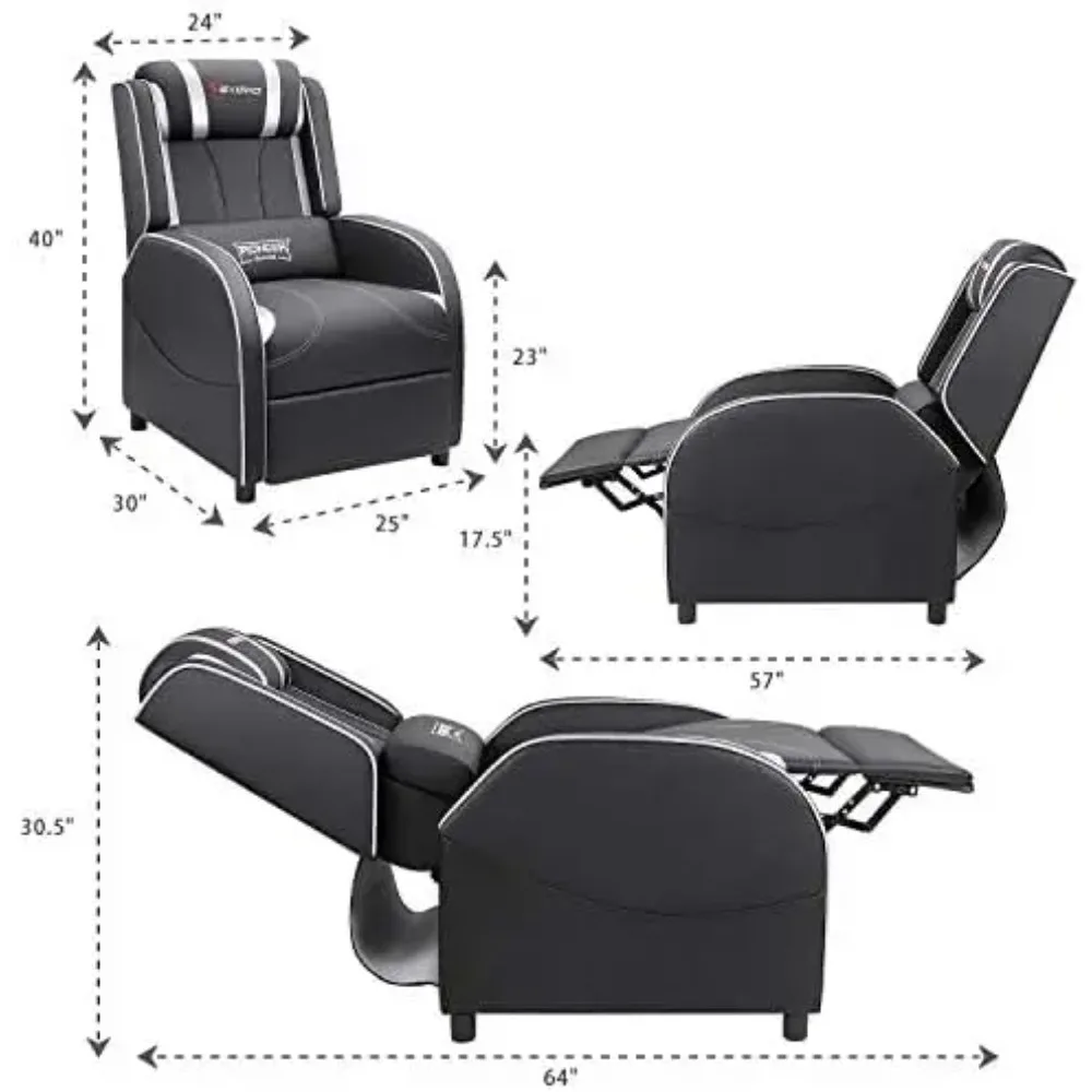 Massage Gaming Recliner Chair PU Leather Home Theater Seating Single Modern Living Room Sofa Recliners