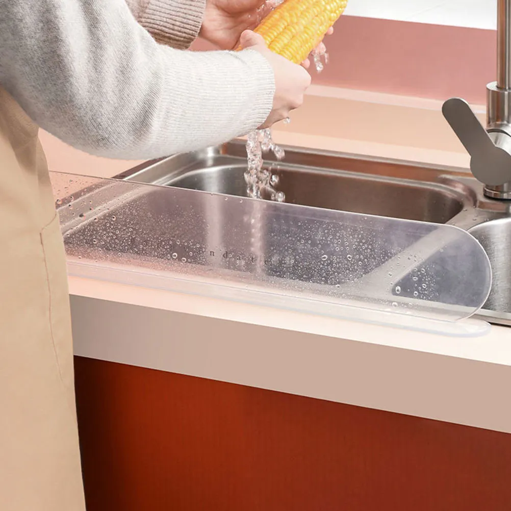 2Pcs Transparent Kitchen Sink Anti-Splashing Guard with Strong Suction Cups for Vegetable Washing Station Splash Proof