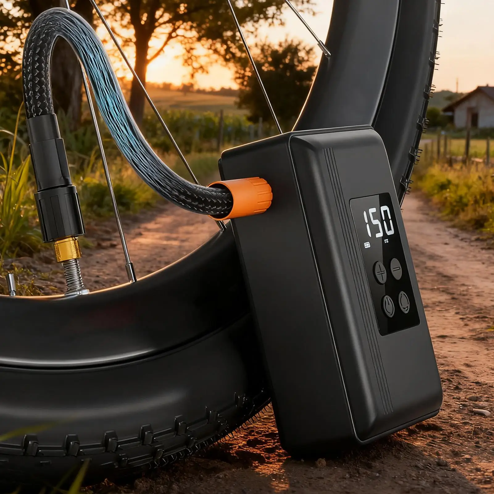 Draagbare pomp Auto-Off Oplaadbaar met manometer Draagbare fietspomp Elektrische bandenpomp voor mountainbiken op de weg