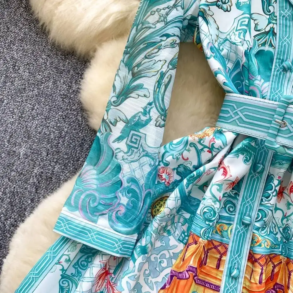 BabYoung Haruku Hong Kong Style Turn-Down Collar Shirt Dress Vintage Court Big Swing Belt Robe Mid-Length Korea Slim Waist Mujer